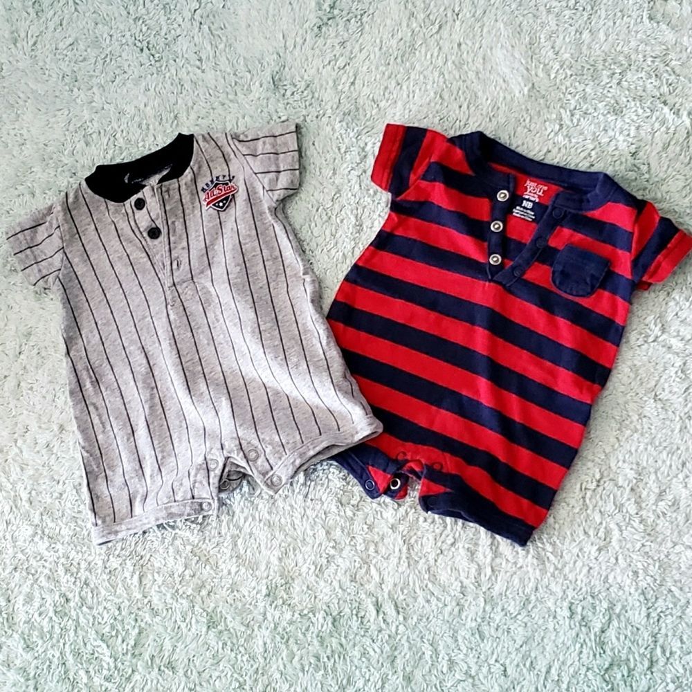 Carter's Newborn Baseball Themed Rompers